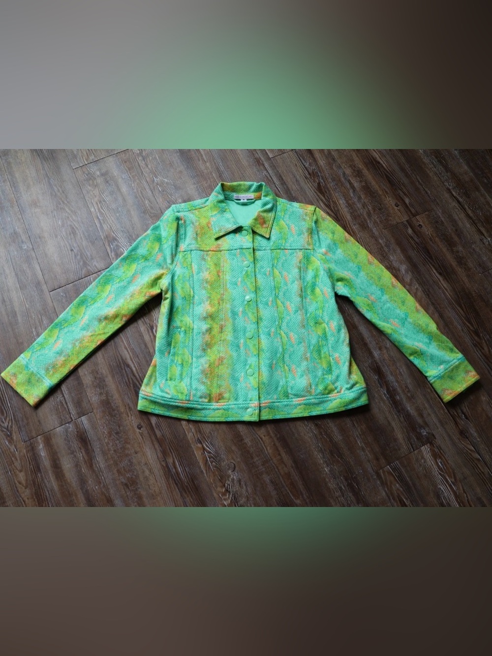 Vibrant Green Art To Wear Snake Print Jacket High Energy Women’s Medium